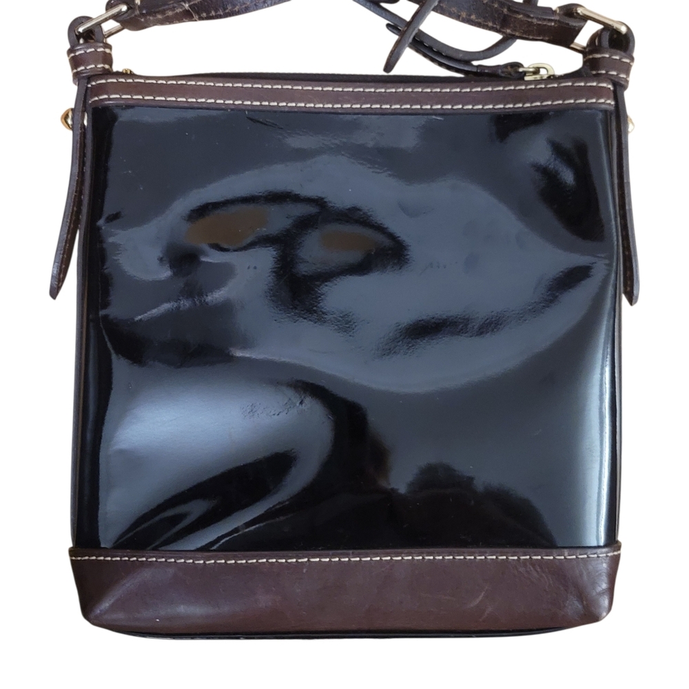 Dooney And Bourke Black Brown Patent Leather Crossbody - Picture 4 of 16